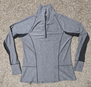 C9 Champion Gray Quarter Zip Pullover Semi Fitted Womens Sz Large Active Running